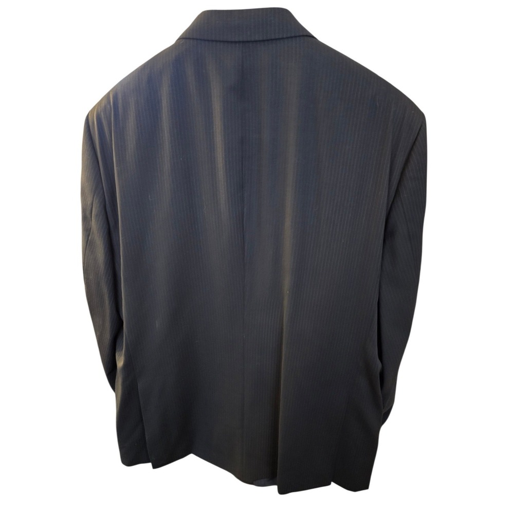 Concepts by Claiborne Mens 50R Wool Pinstripe Suit Black Blue Two Piece 50 R - Picture 2 of 12